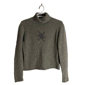 Togo Women's Gray Embellished Snowflake Turtleneck Sweater Sz M